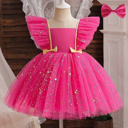 K-Pop Hunters Zoey Rumi Girl Fall Party Dress Birthday Holiday High Waist Tulle Dress Bow Wedding Gown Kids Wear Princess Dress