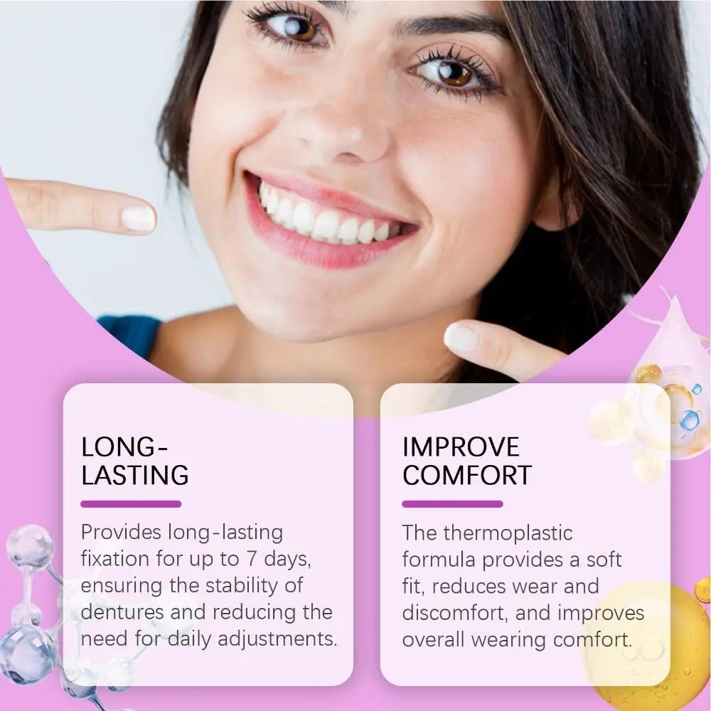 Seamless Fit Dental Adhesive Reusable Oral Health Care Denture Fixation Adhesive Comfortable Thermoplastic Denture Adhesive