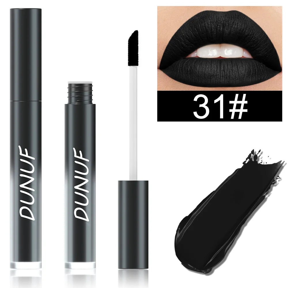 DUNUF 32 Color Matte Liquid Lipstick: Bold Pigment Non-Stick Lip Glaze