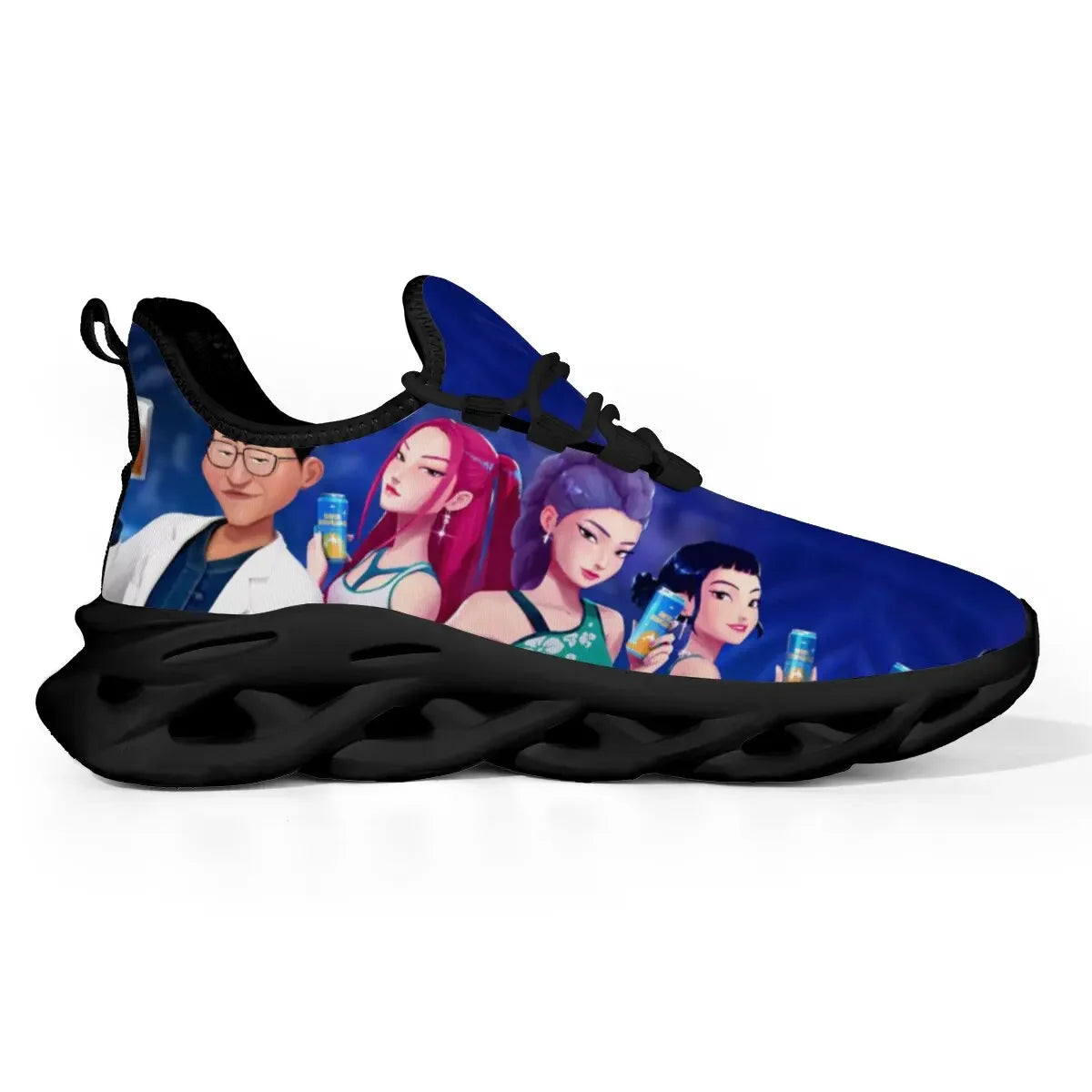 Children's Parent-child Shoes for Spring Cartoon Character Print Lightweight Sneakers Breathable Flat Heel Lace-up Casual Shoes
