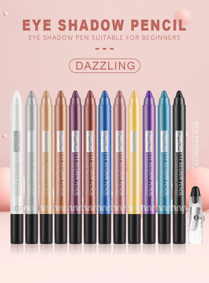 Metallic Blue Pearlescent Eyeshadow Pencil Stick Lasting Waterproof Smoky Glitter Grey White Purple Eye Shadow Highlighter Pen