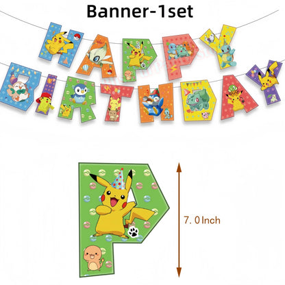 Pokemons Birthday Party Decoration Lightning Pikachu Balloon Tableware Kit Cup Plate Gift Bag Kid Favor Gift Baby Shower Supplie