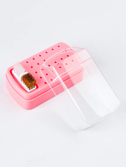 30 holes sanding head storage box with cleaning brush empty box anti-dust split tungsten steel ceramic nail tools
