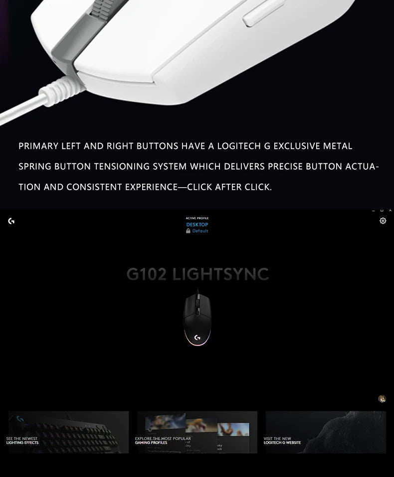 Logitech G102 Lightsync Gaming Mouse with 1ms Response Time for Esports Gamers