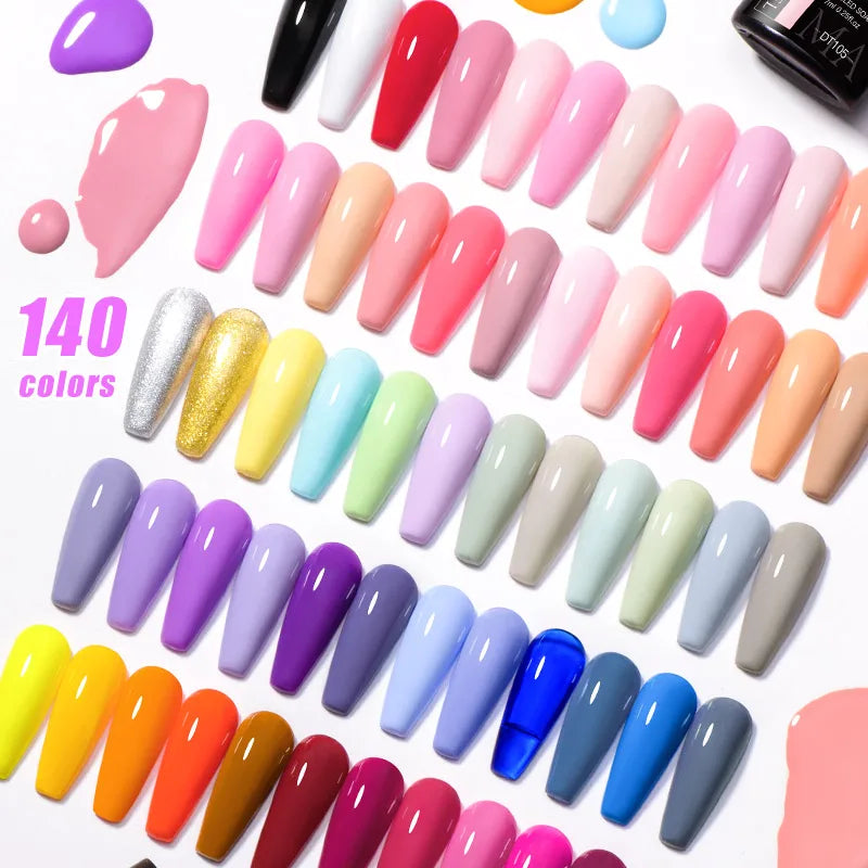MEET ACROSS 6Pcs/Set Gel Nail Polish Set Nude Pink Semi Permanent Nail Polish Set Kit UV LED Base Top Coat Nail Art For Manicure