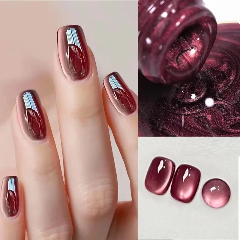 BORN PRETTY Sparkling Glass Bead Cat Magnetic Gel Nail Polish Flash White Spar Red Color Semi Permanent Soak Off UV Gel Varnish