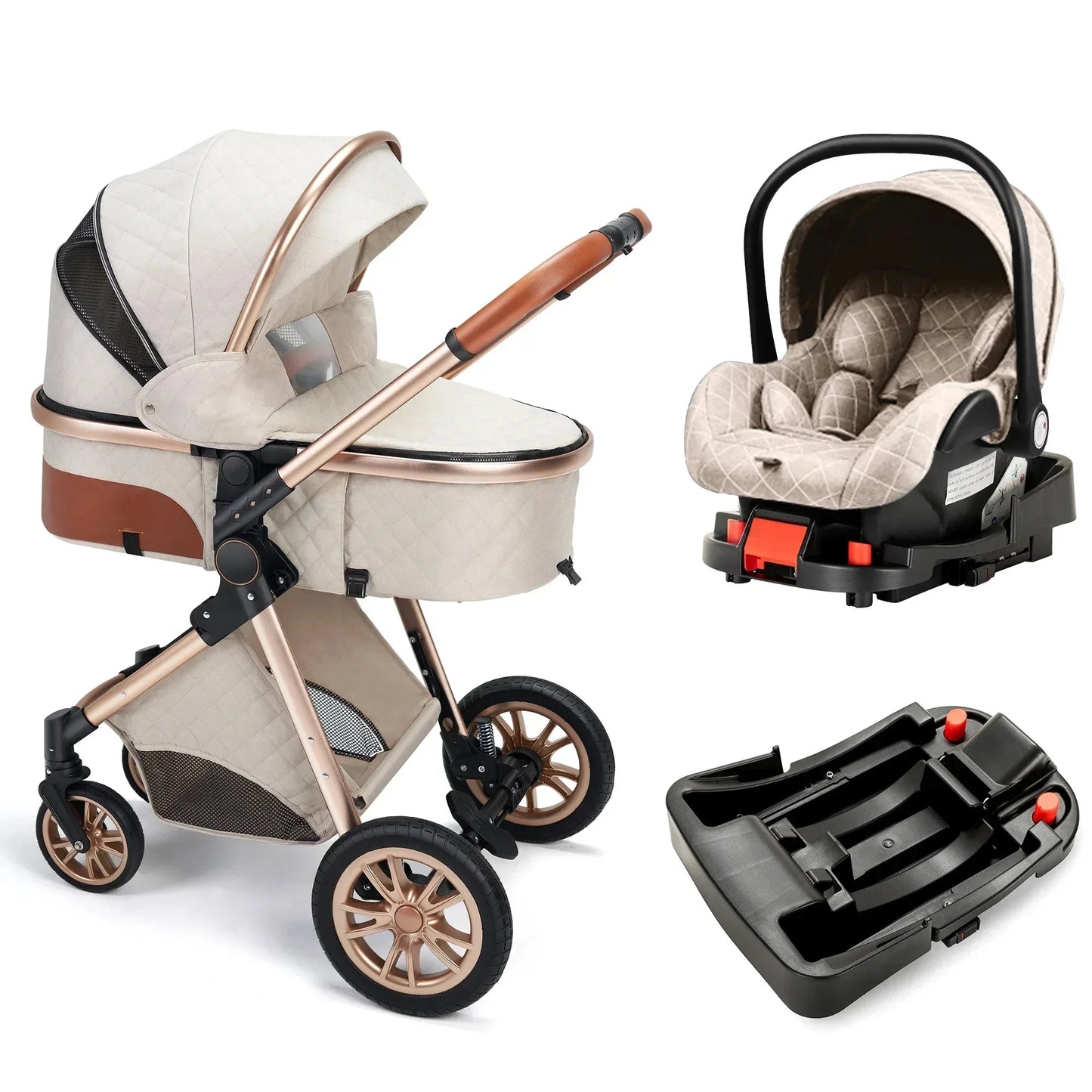 3in1 High Landscape Baby Stroller with car seat Newborns Infant Portable Baby Carriage ISOfix Base Multi functional strollers