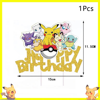 Pokemon Cake Topper Anime Figure Pikachu Party Happy Birthday Pokemon Cake Decoration Supplies Kids Gift