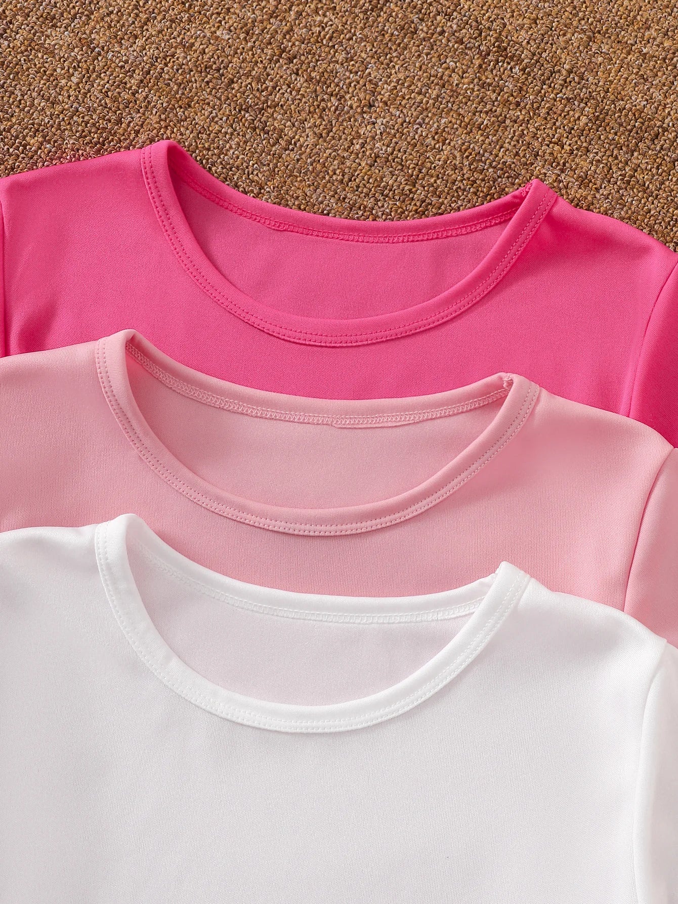 Girls' Essential 3-Pack 2-Piece Outfits: Solid Color Tee & Shorts Summer Loungewear Set