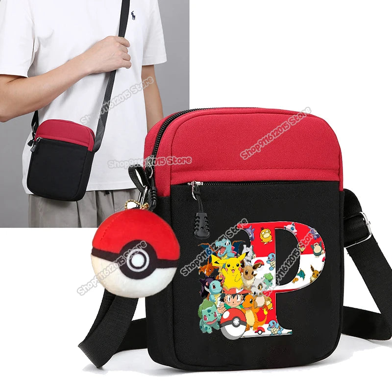 Cute Pokemons Letter A-Z Chest Packs Anime Pikachus Boy Girl Daily Travel Phone Pouch Shoulder Bag Outdoor Sport Crossbody