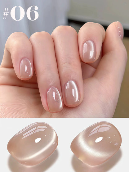MIANEL 12ML Glass Bead Cat Eye Gel Nail Polish Flash White Spar Nude Color Magnetic Nail Polish White Nails Summer Nails 1-12pcs