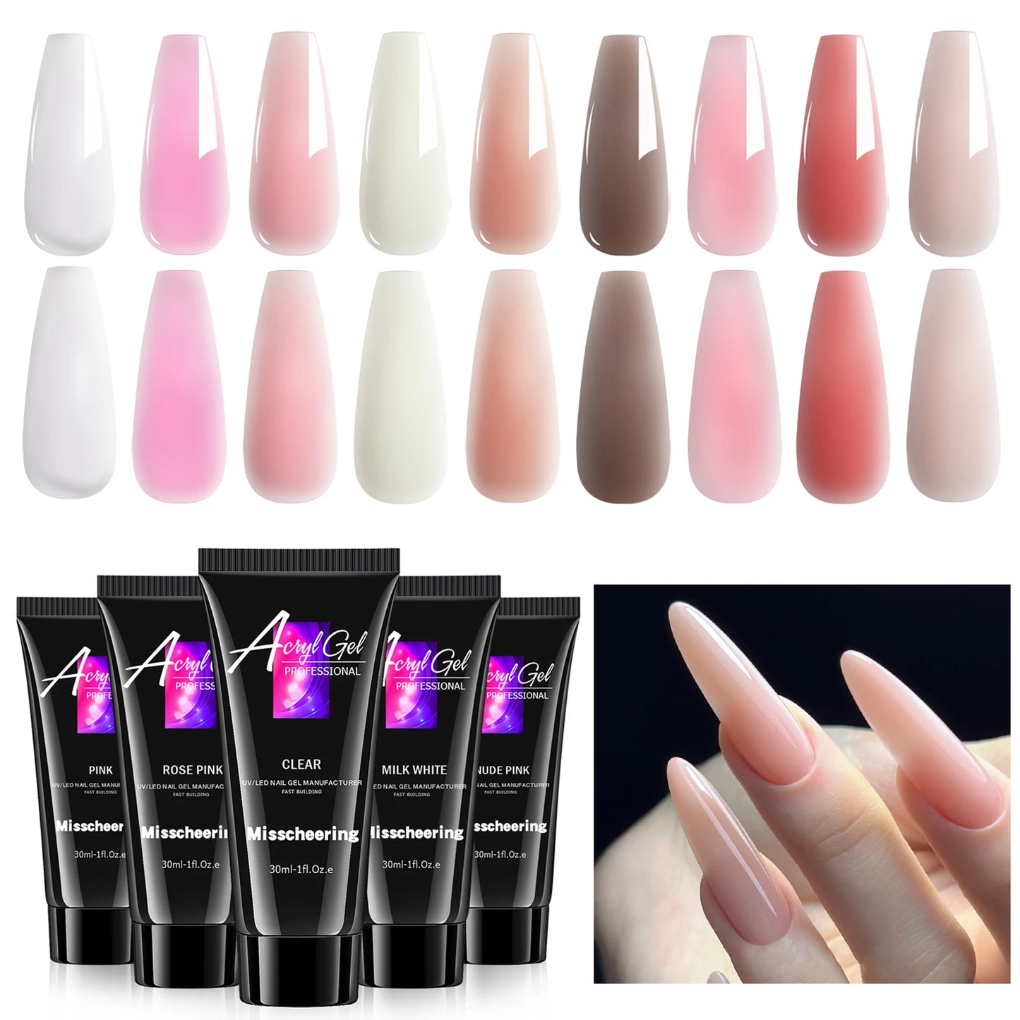 30ml Solid Color Nail Extension Gel Nail Build Poly  Acrylic Gel Uv Led Quick Extension Of Crystal Model Painless Crystal Glue