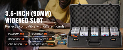 SucceBuy Graded Card Storage Box 4 Slots or 5Slots with Key Lock or Coded Lock Foam Dividers for 96/108/120/162 PSA Graded Cards