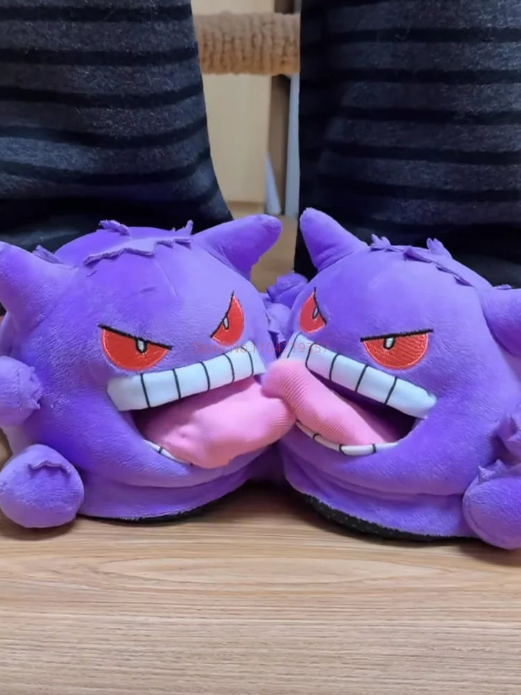 Pokemon Gengar Slippers Funny Tongue Out Design Soft Sole Cute Cozy Winter Warm Indoor Couple Home Wacky Slippers Toy Gifts