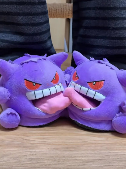 Pokemon Gengar Slippers Funny Tongue Out Design Soft Sole Cute Cozy Winter Warm Indoor Couple Home Wacky Slippers Toy Gifts