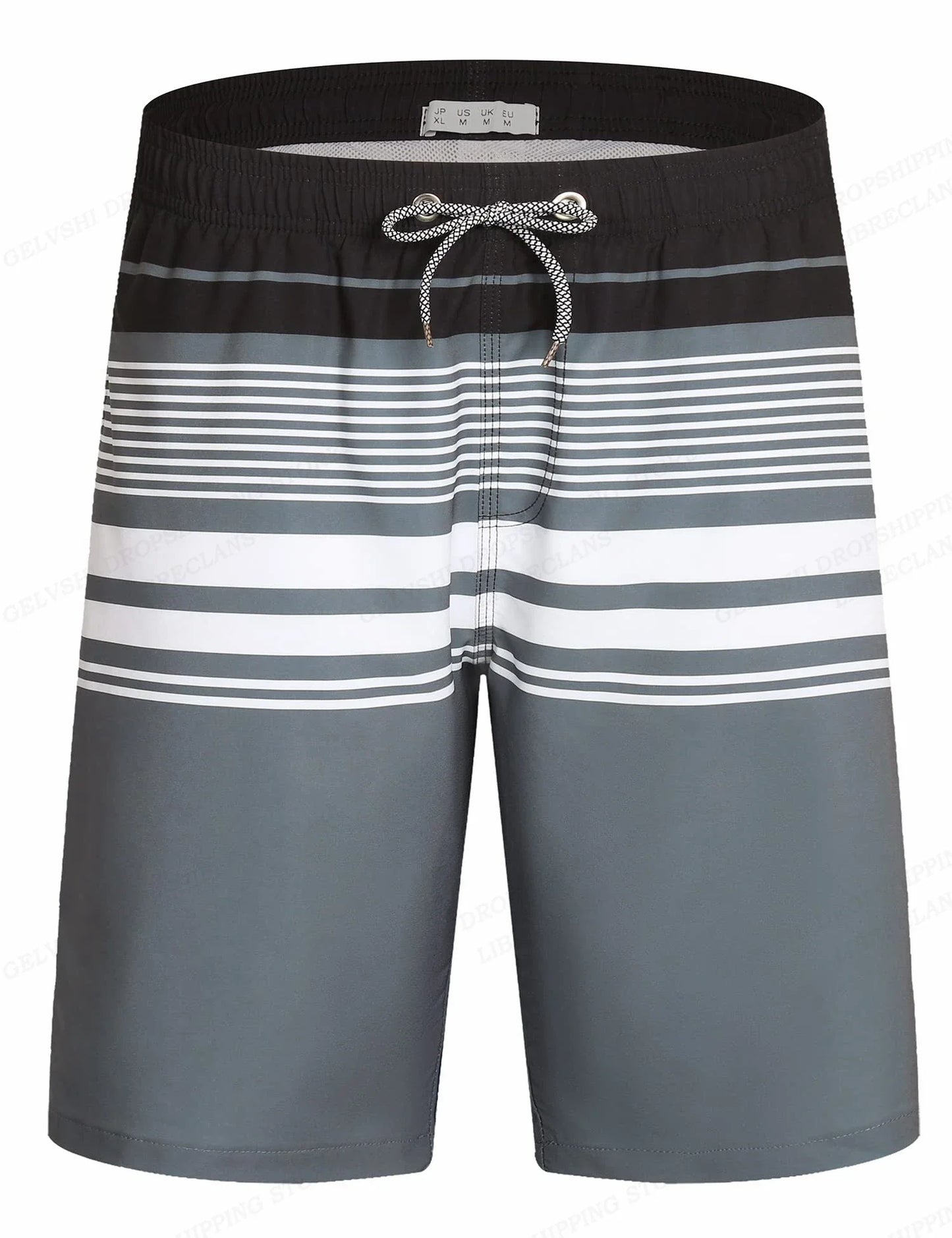 Gradient Stripes Graphic Swim Trunks For Men Colorful Splicing 3D Printed Short Pants Summer Hawaii Surf Swimsuit Beach Shorts