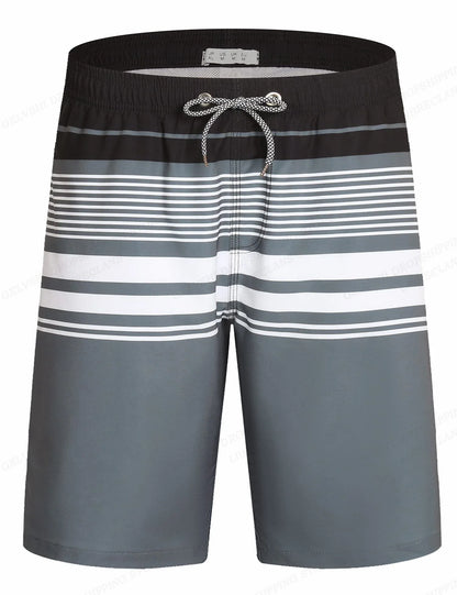 Gradient Stripes Graphic Swim Trunks For Men Colorful Splicing 3D Printed Short Pants Summer Hawaii Surf Swimsuit Beach Shorts
