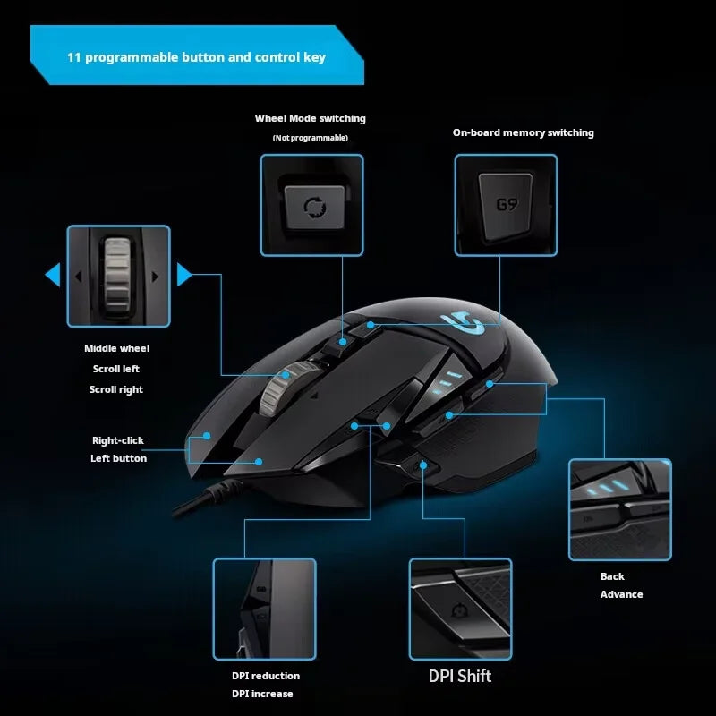 Logitech G502 HERO/G402 Sniper Gaming Mouse: RGB lighting and adjustable weights help you achieve precise wins in PUBG.