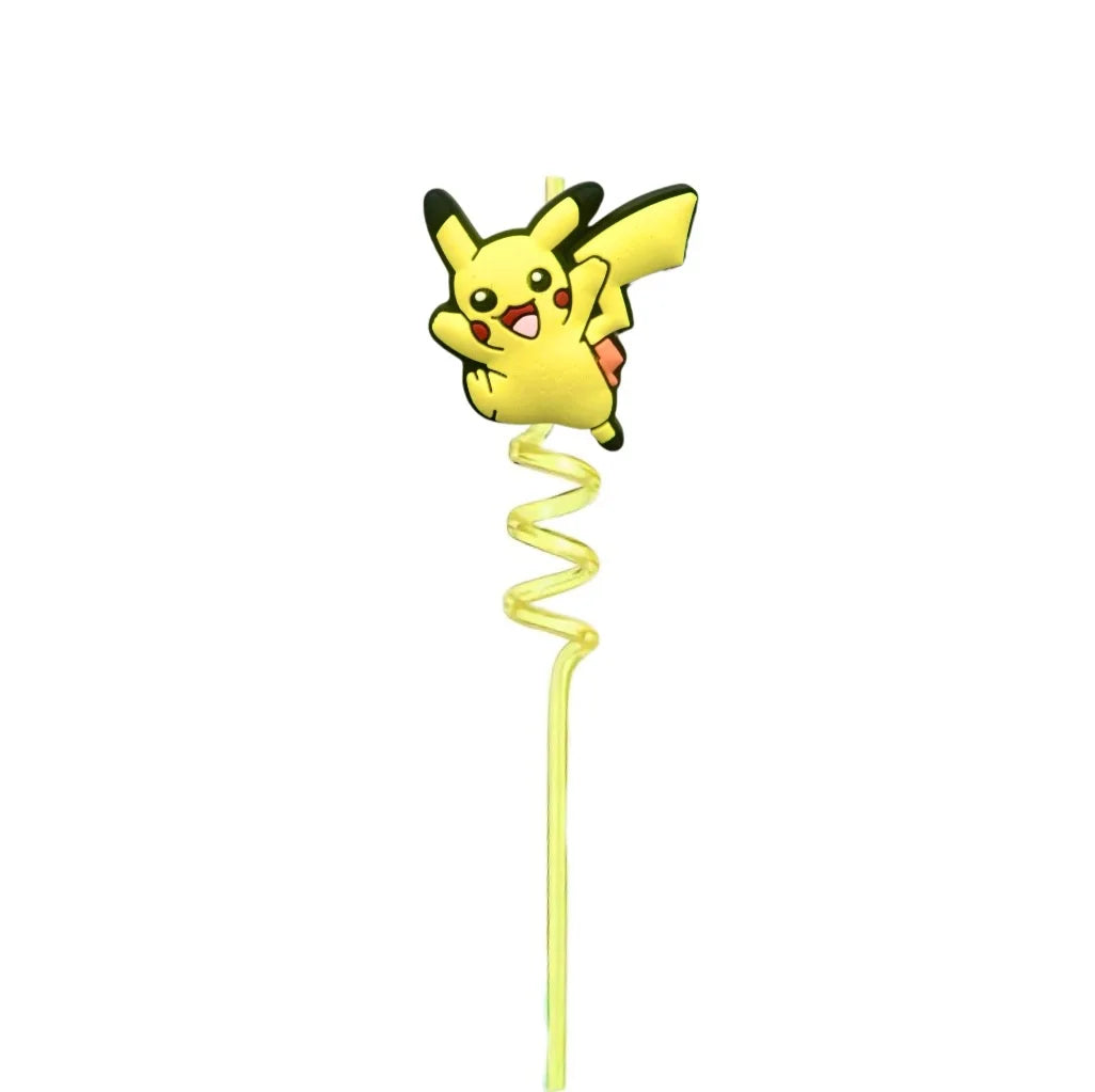 FUNISM Pikachu series cartoon creative spiral straws decorate party reusable colorful straws