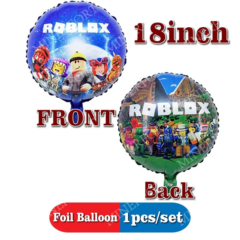 Cartoon Roblox Game Themed Foil Aluminum Balloons Anime Happy Birthday Party Decoration Set Supplies for Decorating Home Gifts