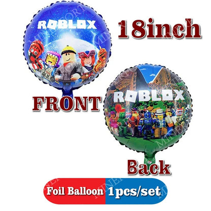Cartoon Roblox Game Themed Foil Aluminum Balloons Anime Happy Birthday Party Decoration Set Supplies for Decorating Home Gifts