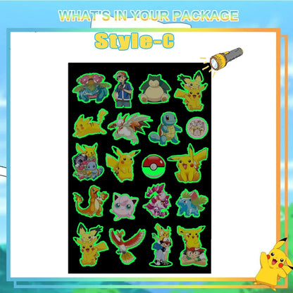 8pcs Luminous Pokemon Pikachu Cute Tattoo Stickers Arm Face Glowing Body Art Children Temporary Tattoo Kids Gift Party Supplies