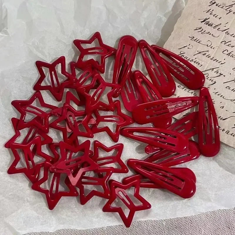 Red Star Snap Hair Clips.