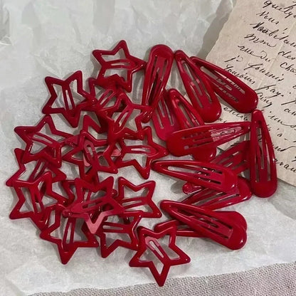 Red Star Snap Hair Clips.