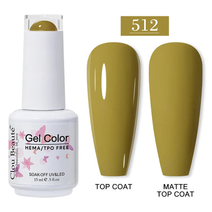 Clou Beaute 15ml Red Color Gel Polish Vernis Semi Permanent UV Varnish Gel Nail Polish Hema TPO Free Nails Art Manicure TOP BASE
