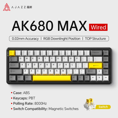 AJAZZ AK680 MAX/V2 Mechanical Keyboard HE Hall Effect Switch 60% 8k/1K RGB Wired/Wireless Gaming Rapid Trigger Magnetic Keyboard
