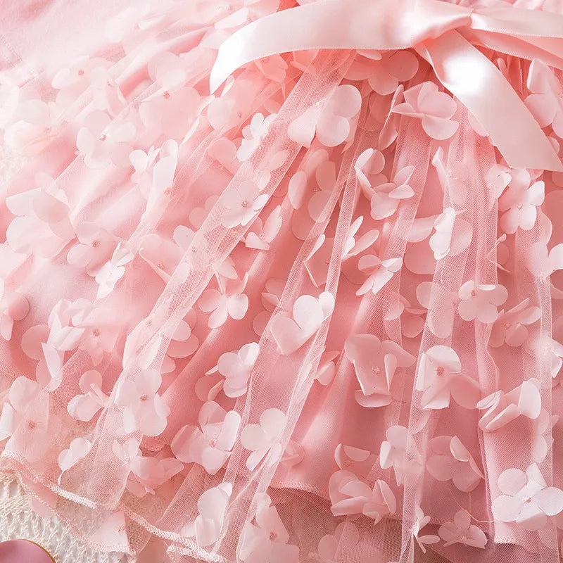 Girls' K-Pop HUNTRX "Butterfly Dreams" Dress: Long Sleeve 3D Applique Tutu Princess Gown