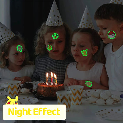 8pcs Luminous Pokemon Pikachu Cute Tattoo Stickers Arm Face Glowing Body Art Children Temporary Tattoo Kids Gift Party Supplies