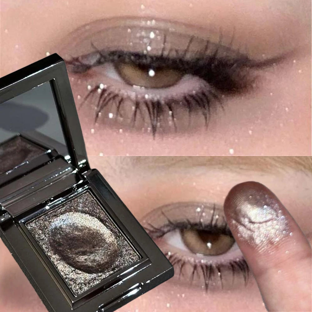 Metallic Glitter Eyeshadow Cream Sparkling Mousse Shimmer Highlighter Pressed Pigments Punk Purple Pearlescent Eyeshadow Palette