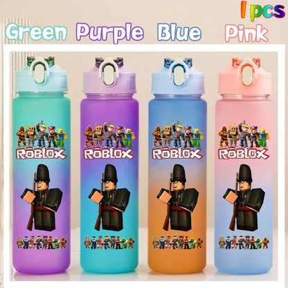 Roblox Anime Cartoon Straw Drink Bottle 750ml Gradient Color Water Cup Game Student Daily Necessities Gourde Boy Holiday Gift