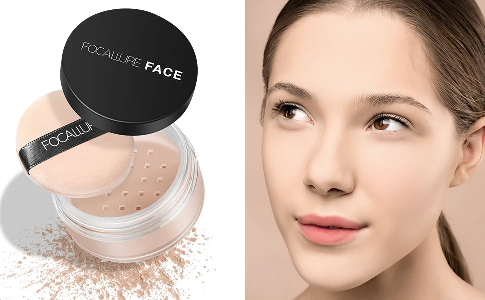 Focallure Face Loose Powder 3 Colors Ultra-Light Perfect Finishing Makeup Powder Waterproof Translucent Setting Powder Cosmetic