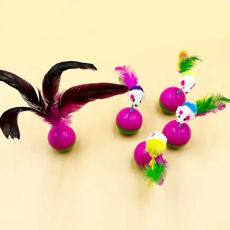 Natural feather plush mouse tumbler resistant to scratching and biting cats to relieve boredom toys and pet supplies