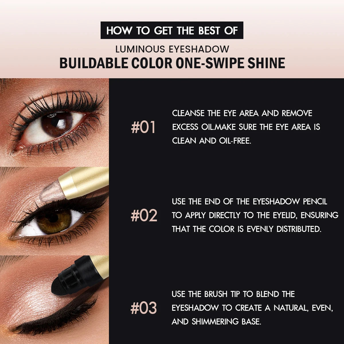 1PC Stunning Multi-color Eye Shadow Sticks - Long-lasting, Waterproof, Easy To Apply, Anti-smudge, Pearlescent Glitter Finish