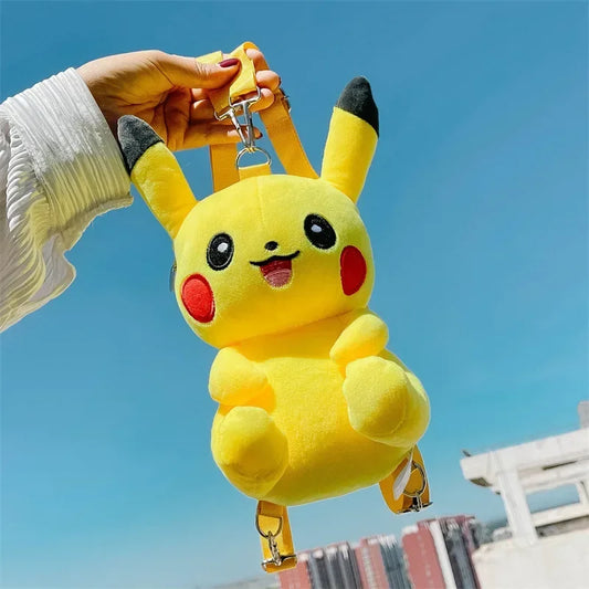 30cm Pokemon Fashion Japanese Anime Fun Cartoon Small Bag Pikachu Plush Doll Backpack Girl Cute Pikachu Plush Backpack