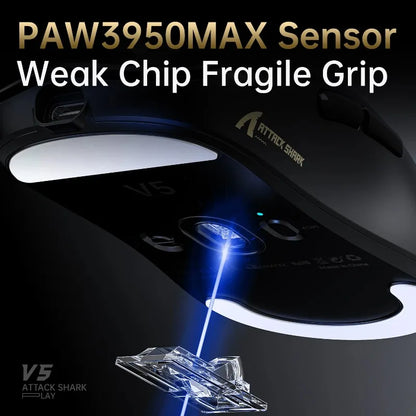 ATTACK SHARK V5 Wireless Gaming Mouse 3-Mode Ultra-Lightweight PAW3950MAX 8KHz Polling Rate For PC Gamer Accessories Gift