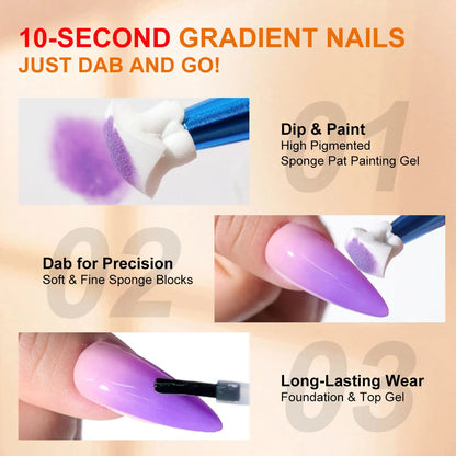 LIMEGIRL Gradient Gel Set Semi Permanent-High Glossy-Gradient-Colorful Nail Gel Polish Kit Soak Off Varnish for Nail Art Design