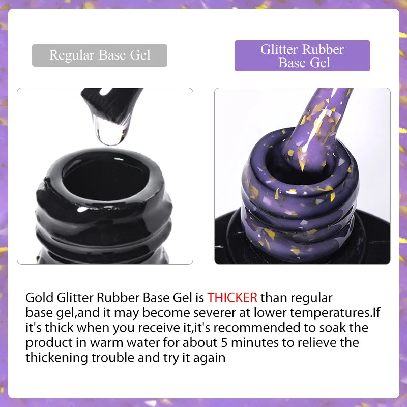 7ml Milk White Rubber Base Gel Silver Gold Pink Foils Glitter Base Coat Semi-Permanent Nail Art Gel Varnish For Nails Manicure