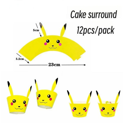Pokemon Happy Birthday Acrylic Cake Topper Party Decoration Pikachu Cake Decor Flag Baby Shower Baking DIY Supplies Kids Favors