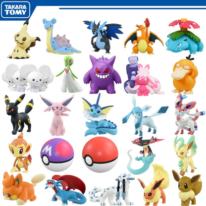 Original TAKARA TOMY Pokemon Figure Toys Mimikyu Maushold Lapras Charizard Umbreon Sylveon Vaporeon Model Dolls Birthday Gifts