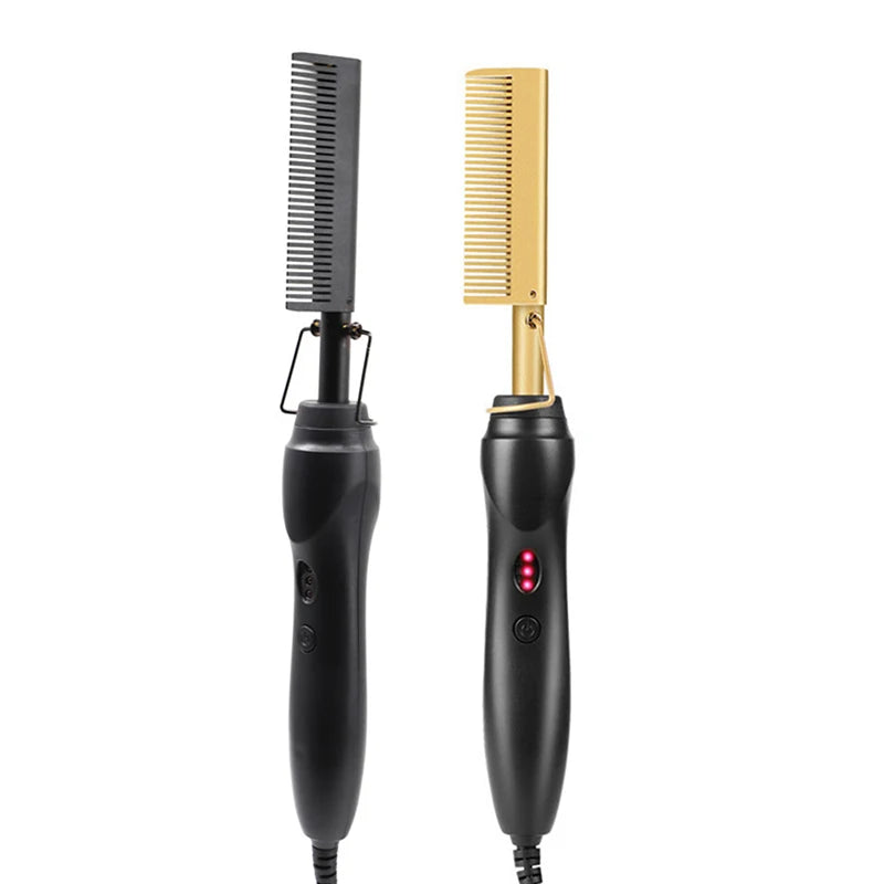 Portable hair straightening brush 2-in-1 hot comb electric hair straightening tool, hair straightening stick styling tool