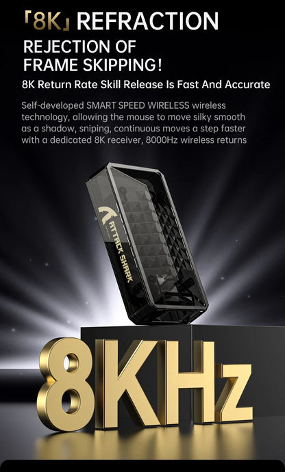 Attack Shark X8Ultra Gaming Mouse & Wireless 8K Receiver,Bluetooth Wireless Connection,PAW3950MAX Sensor,42000DPI,Type-C
