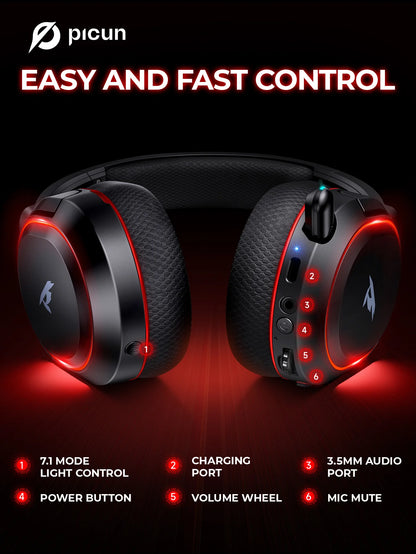 Picun G2 Gaming Headset (2.4G + Bluetooth, 7.1)