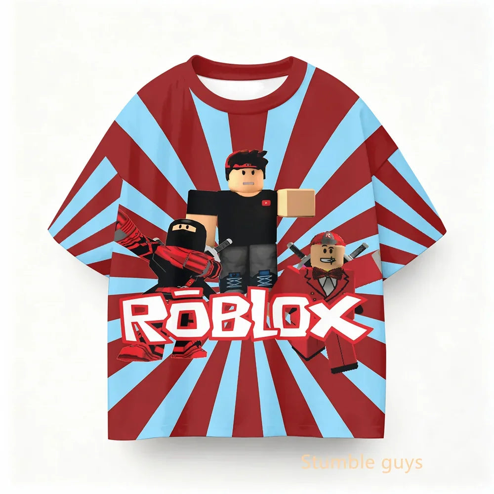 Boys Clothes Girls Kids Roblox Summer Tee Anime Game T-shirt