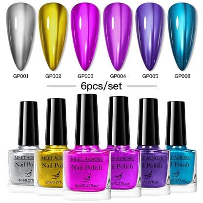 6pc Mirror Chrome Nail Polish Set