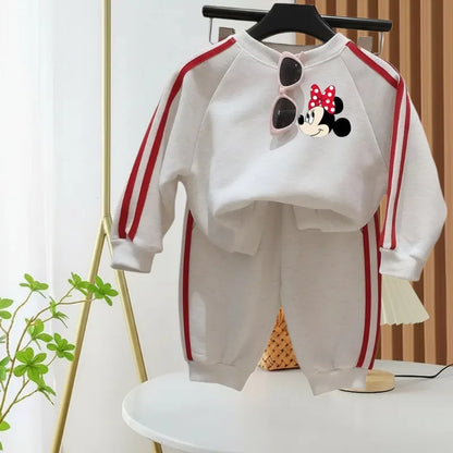 Spring New Style Girls Clothing Sets 2026 Children's Casual Tracksuits Fashion O Neck Hoodies and Side Stripe Trousers Two Piece