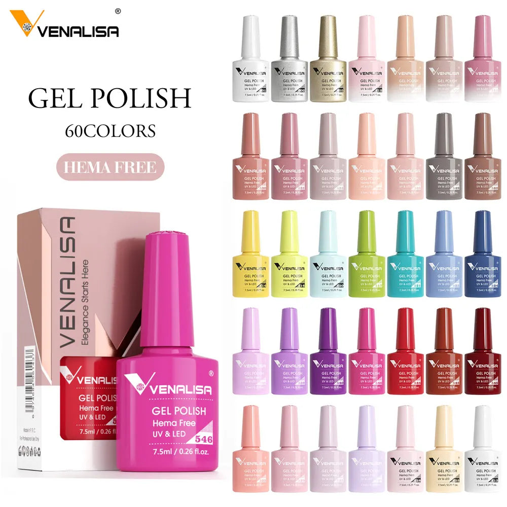 Venalisa VIP5 Nail Gel Polish HEMA/TPO FREE Full Coverage Beautiful Semi Permanent Soak Off UV LED Gel Nail Polish Gel Lacquer